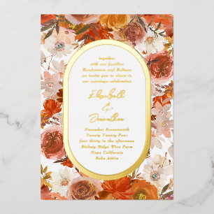 Eleganter Roségoldrahmen Florale Üppige Hochzeit F Folieneinladung