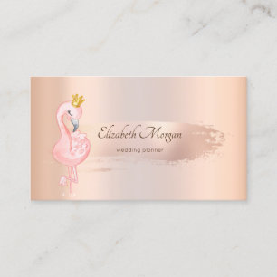 Eleganter Rosen-Gold-Pinselstrich, Flamingos Visitenkarte