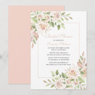 Eleganter Rosengarten Rosa Blumen Hochzeit Einladung