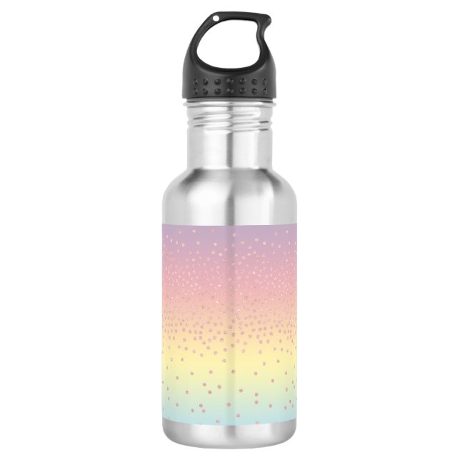 Eleganter RosengoldGlitter Confetti punktiert Edelstahlflasche (Vorderseite)
