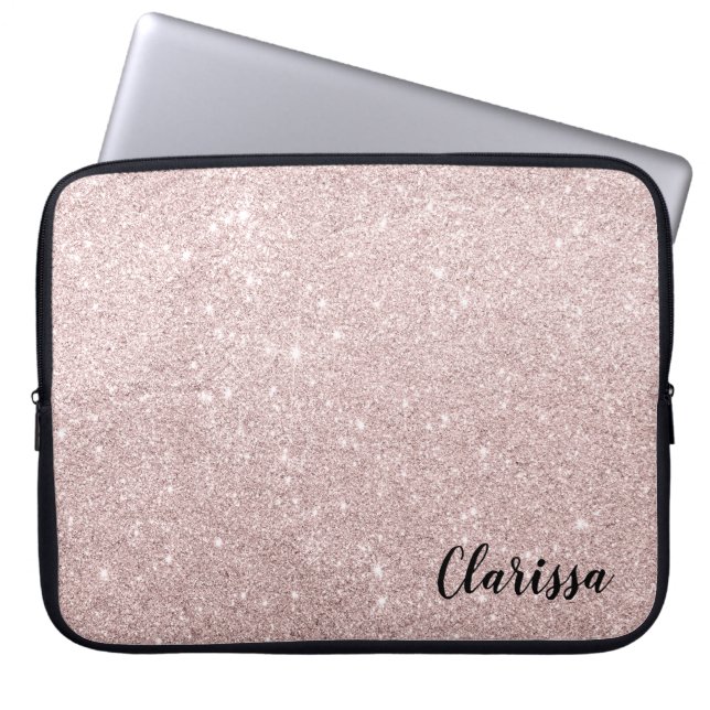 eleganter RosengoldGlitter Laptopschutzhülle (Vorderseite)