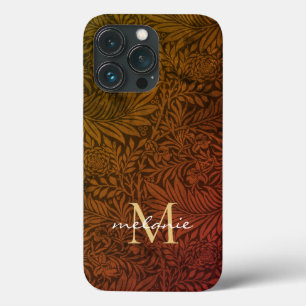 Eleganter Rost Orange Gold Blumen Schrift Monogram Case-Mate iPhone Hülle