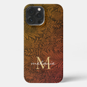 Eleganter Rost Orange Gold Blumen Script Monogramm iPhone 13 Pro Max Hülle