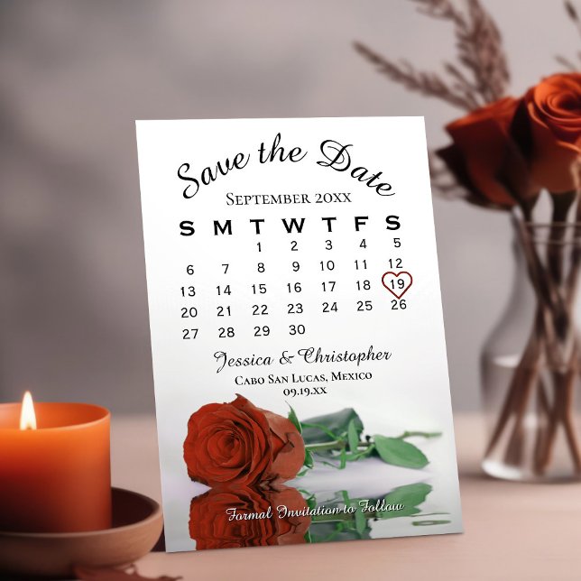 Eleganter Rost Orange Rose Hochzeitskalender Save The Date (Von Creator hochgeladen)