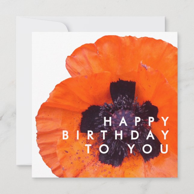 Eleganter Rot-Orange-Mohn-Blumen-Geburtstag  Karte (Vorderseite)