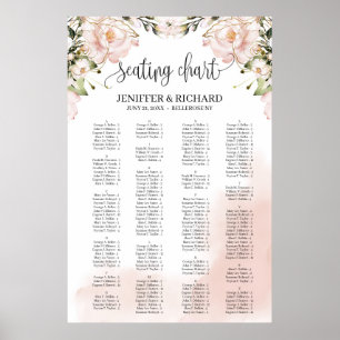 Eleganter, rot-rosa, alphabetischer Sitz Poster