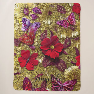 Eleganter Rot- und Gold-Blume Personalisierter Nam Sherpadecke