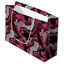 Eleganter Rot- und Silberner Glitzer Agate Birthda