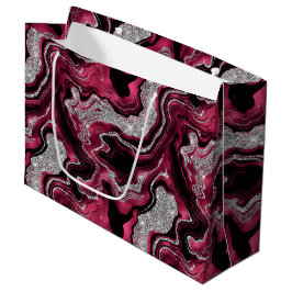 Eleganter Rot- und Silberner Glitzer Agate Birthda Große Geschenktüte