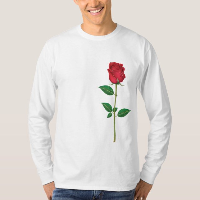 Eleganter Rote Rose Langschläfer T - Shirt (Vorderseite)