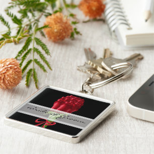 Eleganter Rote Rose Wedding Schlüsselanhänger