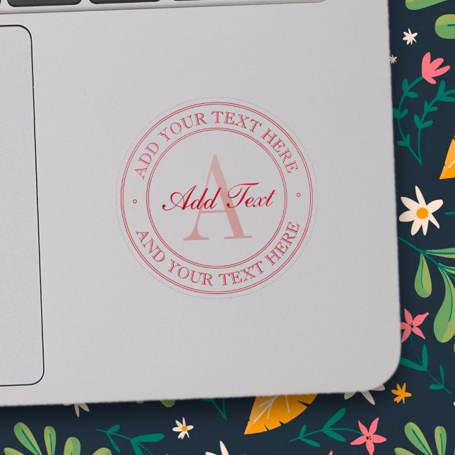 Eleganter roter bearbeitbarer Text Transparenter A Aufkleber (Von Creator hochgeladen)