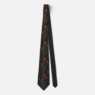 Eleganter roter Blumenzweig im Vintage-Stil auf Sc Krawatte