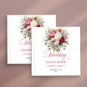 Eleganter roter Blush Boho Hochzeitsgästebuchposte Gästebuch