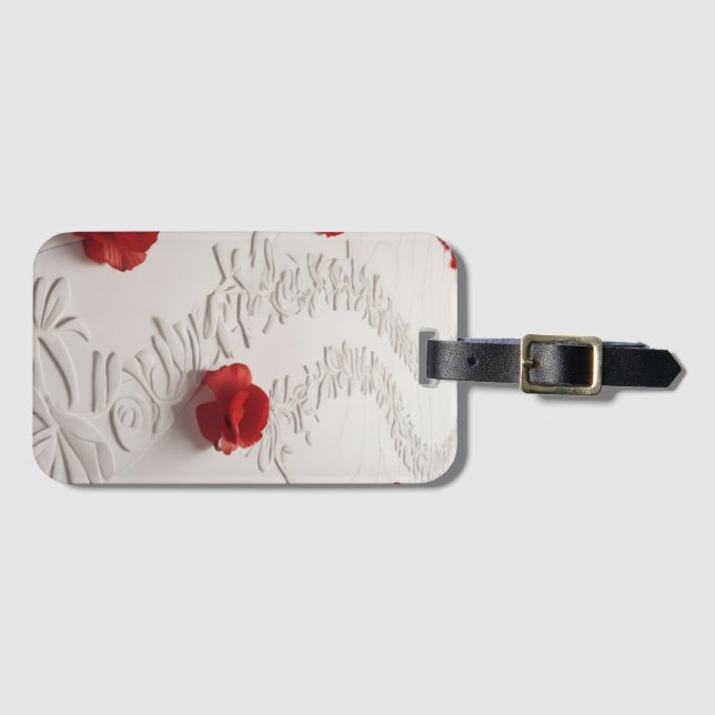 Eleganter roter Blütenpfad Florale Kunst Gepäckanhänger (Vorderseite (Horizontal))