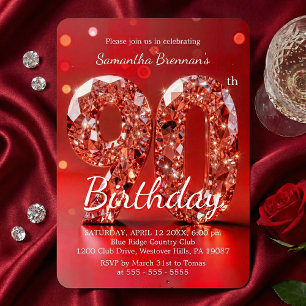 Eleganter roter Diamant-Edelstein-Glamour 90. Part Einladung