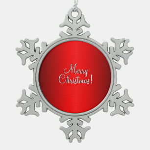 Eleganter roter Farbton mit Wahltext Schneeflocken Zinn-Ornament
