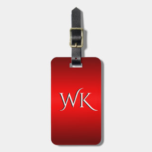Eleganter roter Farbverlauf bis Schwarz Monogramm Gepäckanhänger