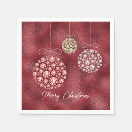 Eleganter Roter Glitzer Ornaments Frohe Weihnachte Serviette
