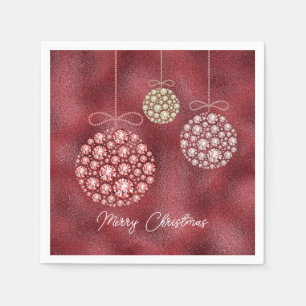 Eleganter Roter Glitzer Ornaments Frohe Weihnachte Serviette