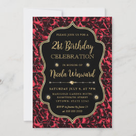 Eleganter Roter Glitzer Vintag Frame Geburtstag Einladung