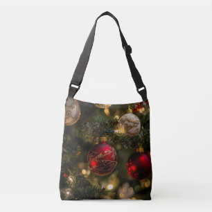 Eleganter roter goldener Weihnachtsfeiertagsbaum Tragetaschen Mit Langen Trägern