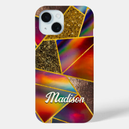 Eleganter roter goldholografischer geometrischer Case-Mate iPhone hülle