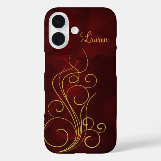 Eleganter roter Goldstrudel Case-Mate iPhone Hülle (Rückseite)