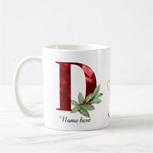 Eleganter roter Herz-Blumen- Buchstabe C Anfangsbu Kaffeetasse