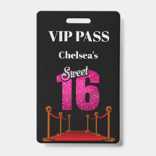 Eleganter roter Hollywood-Teppich Sweet 16 VIP Ausweis