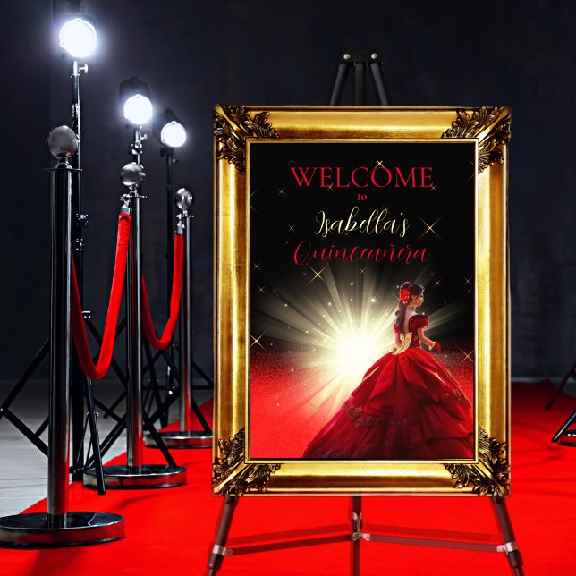 Eleganter Roter Imitat Glitzer Quinceañera | Gebur Foliendrucke (Von Creator hochgeladen)