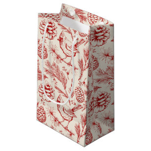 Eleganter Roter Kardinal Bird, Pine and Winter Ber Kleine Geschenktüte