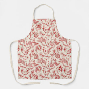 Eleganter Roter Kardinal Bird, Pine and Winter Ber Schürze