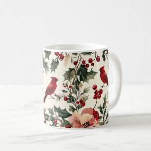 Eleganter roter Kardinal-Winter-Botanik-Cream Kaffeetasse