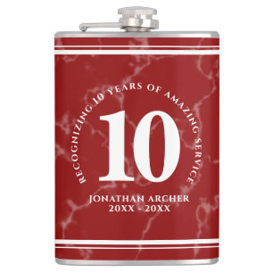 Eleganter roter Marmor 10 Jahre Arbeitsjubiläum Flachmann