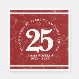 Eleganter Roter Marmor 25 Jahre Arbeit Jahrestag Serviette
