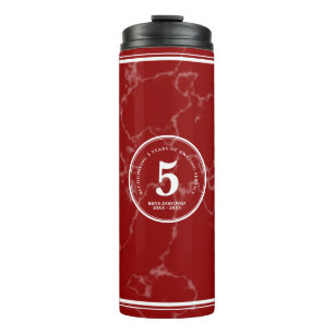 Eleganter Roter Marmor 5 Jahre Arbeit Jahrestag Thermosbecher