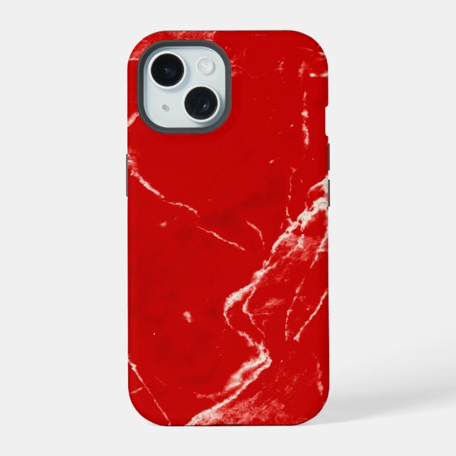 Eleganter roter Marmor mit texturiertem Hintergrun iPhone 15 Hülle (Rückseite)