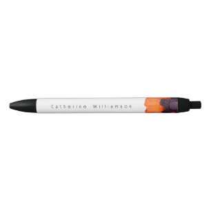 Eleganter roter orangefarbener Mohn personalisiert Kugelschreiber