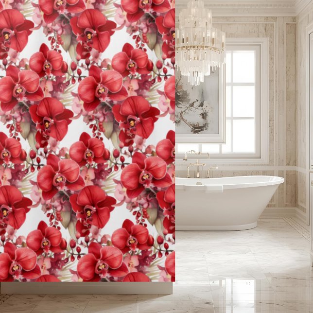 Eleganter roter Orchideen-Duschvorhang Duschvorhang (Von Creator hochgeladen)