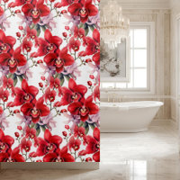 Eleganter roter Orchideen-Duschvorhang