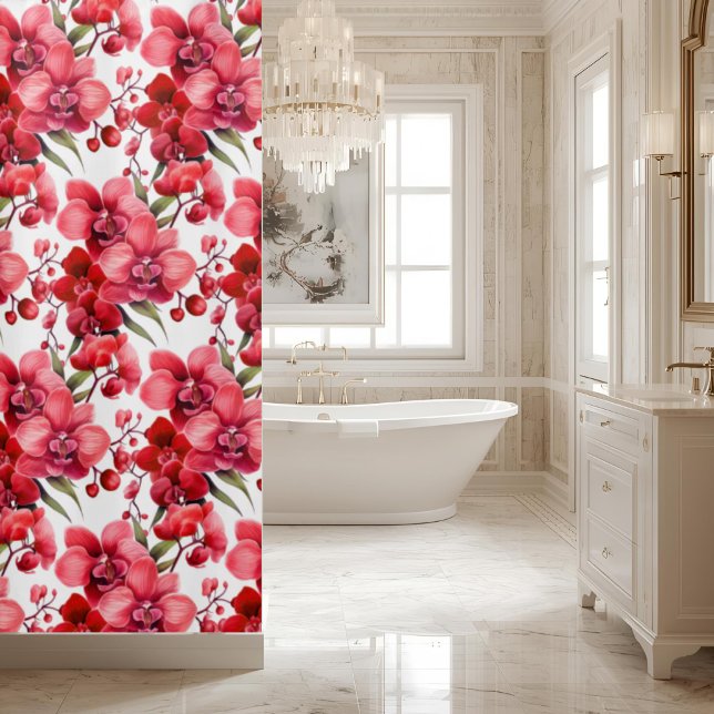 Eleganter roter Orchideen-Duschvorhang Duschvorhang (Von Creator hochgeladen)