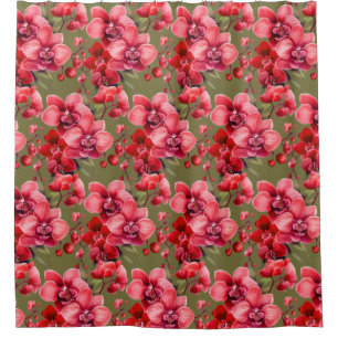 Eleganter roter Orchideen-Duschvorhang Duschvorhang