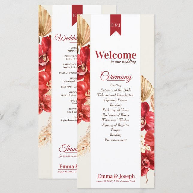 Eleganter, roter Orchideenfall Programm (Vorne/Hinten)