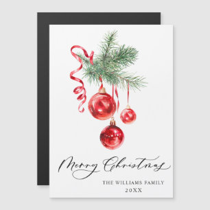 Eleganter Roter Ornament Frohe Weihnachten Magnetk Magnetkarte