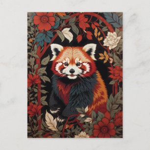 Eleganter Roter Panda William Morris Inspirierter  Postkarte