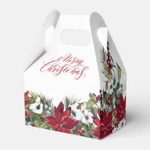 Eleganter roter Poinsettia Frohe Weihnachten Feier Geschenkschachtel