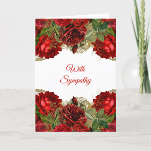 Eleganter roter Rosenblumenrahmen Beileid Karte