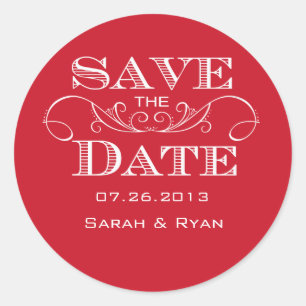 Eleganter Roter Swirl Save the Date Aufkleber