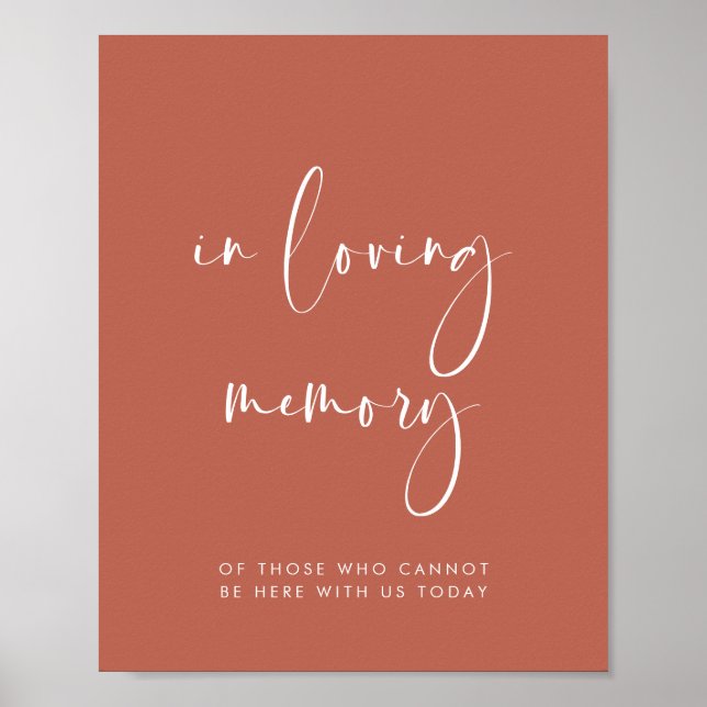 Eleganter Roter Ton In Love Memory Hochzeitshilfen Poster (Vorne)
